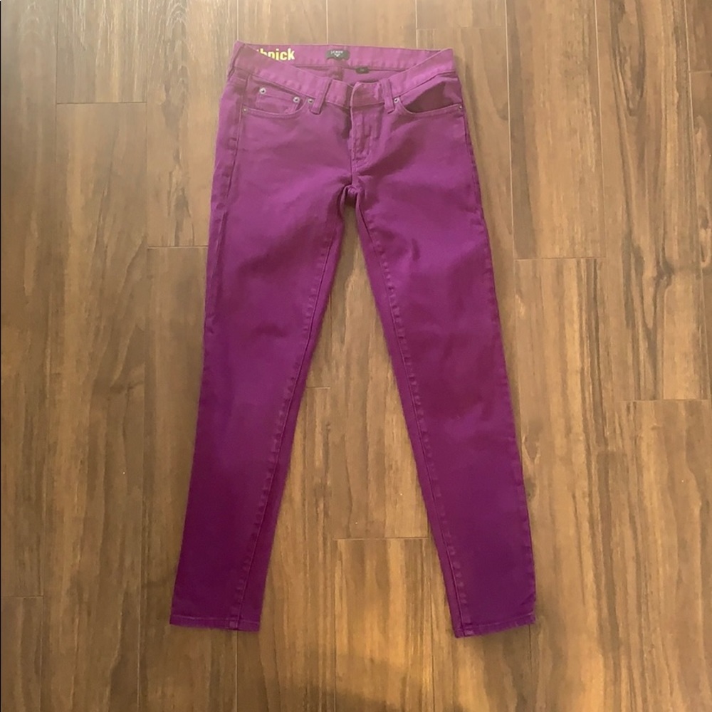 J Crew Toothpick Purple Stretch Jeans